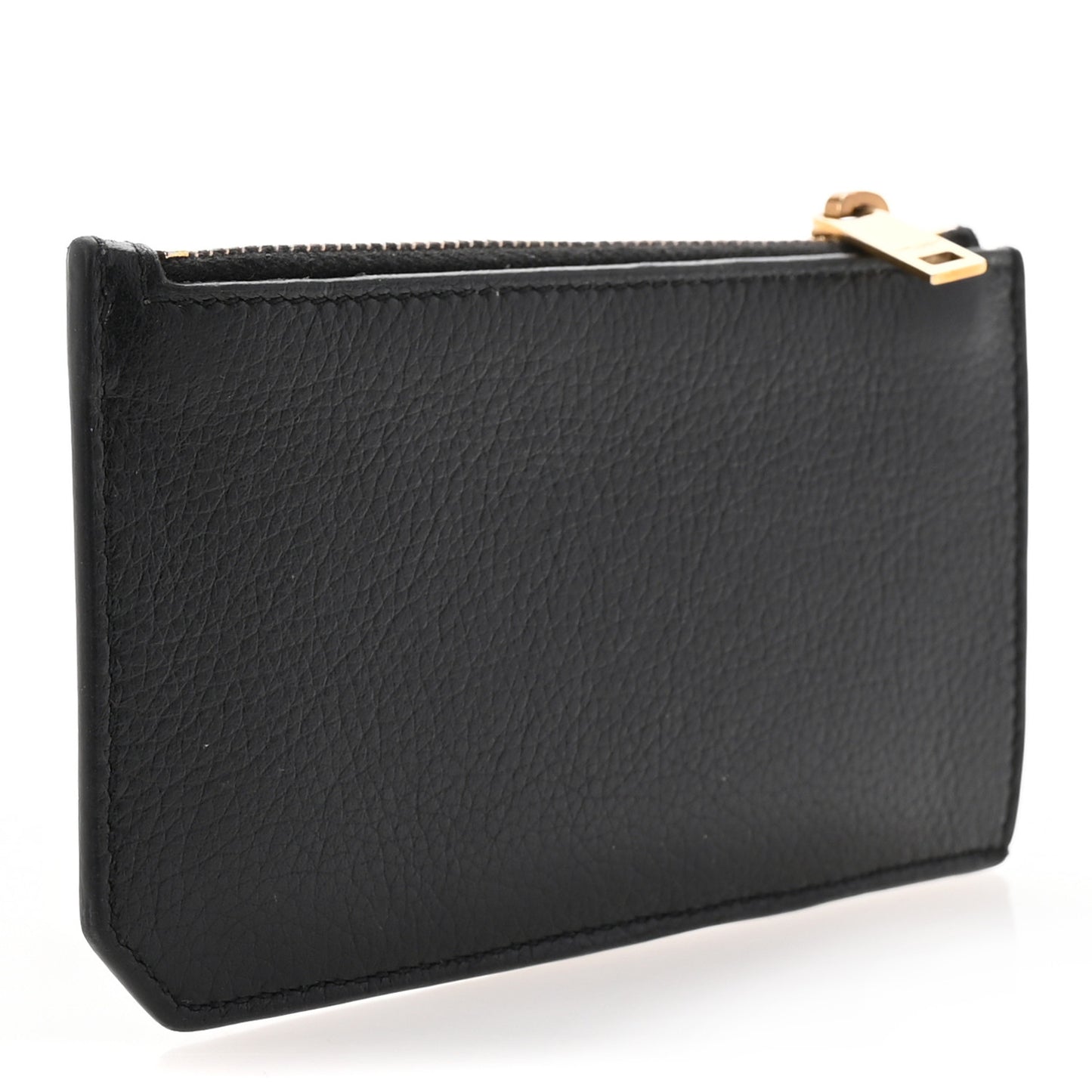 Grained Calfskin Monogram 5 Fragments Zip Pouch Card Holder Black