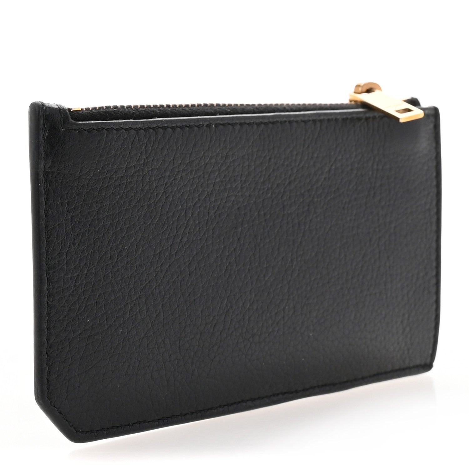 Saint Laurent Grained Calfskin Monogram 5 Fragments Zip Pouch Card Holder Black 3 of 7