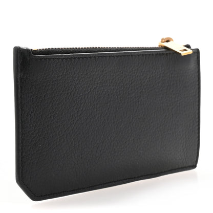 Saint Laurent Grained Calfskin Monogram 5 Fragments Zip Pouch Card Holder Black 3 of 7