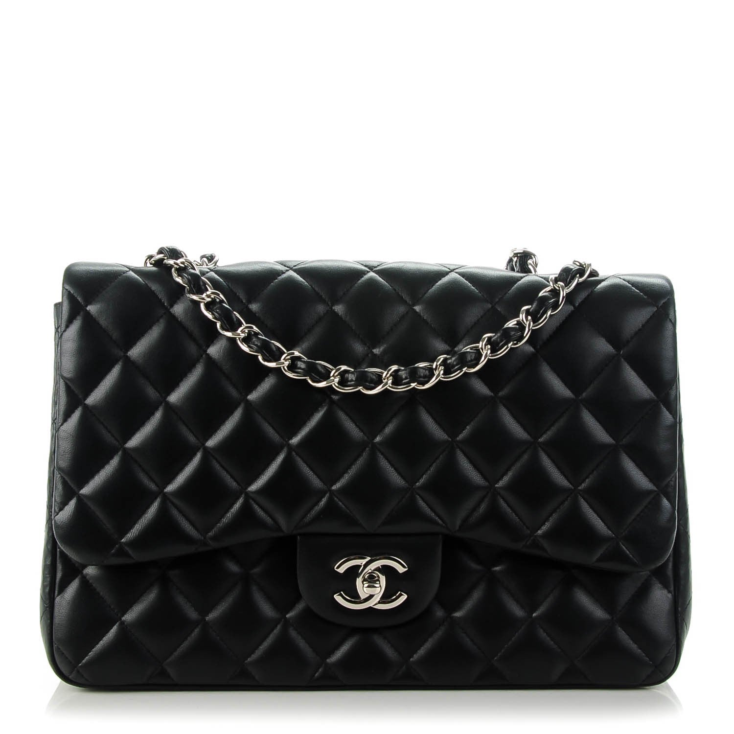 Chanel Lambskin Quilted Jumbo Single Flap Black 1 of 7