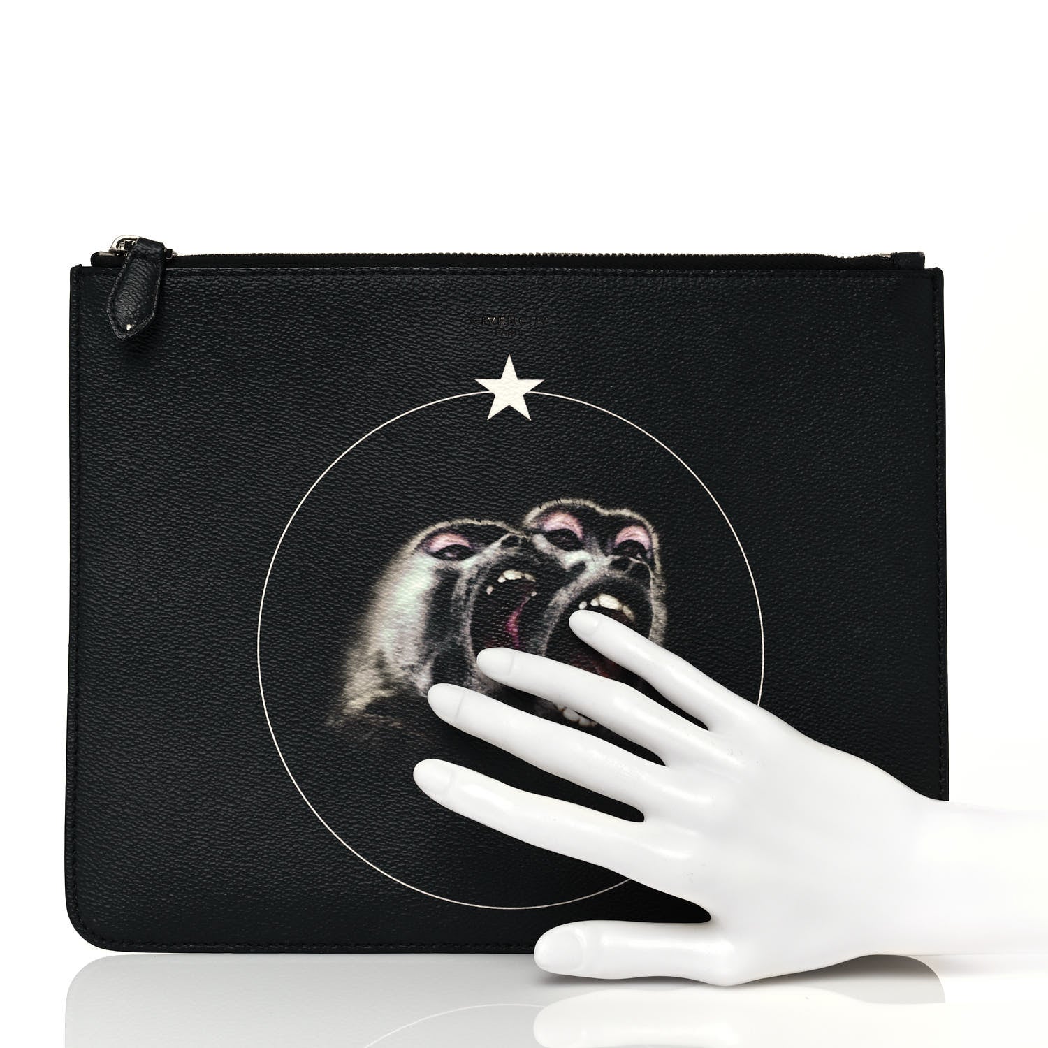Givenchy Coated Canvas Monkey Brother Print Large Zip Pouch Black 2 of 15