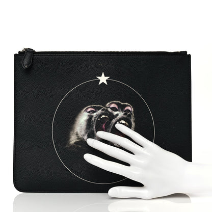 Givenchy Coated Canvas Monkey Brother Print Large Zip Pouch Black 2 of 15