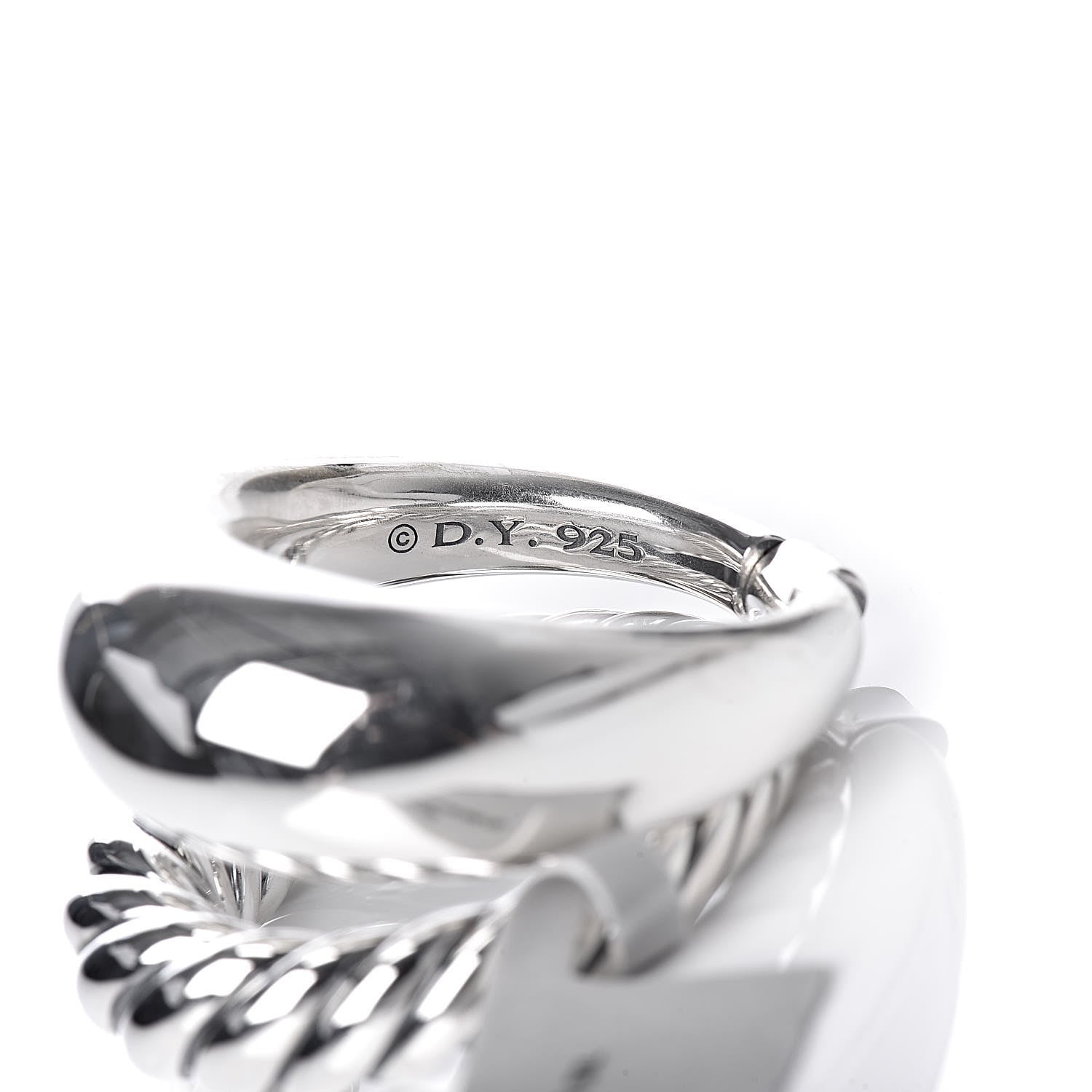 David Yurman Sterling Silver 17mm Pure Form Two Row Ring 7 54 5 of 5