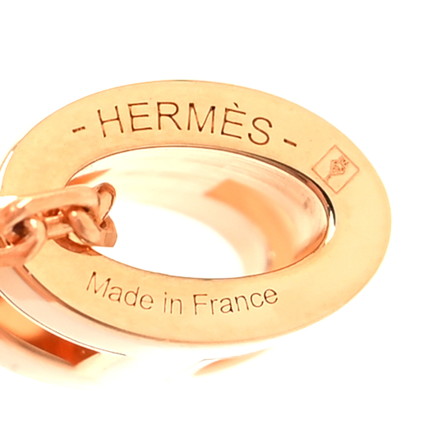 Hermes Lacquered Rose Gold Mini Pop H Pendant Necklace White 5 of 6
