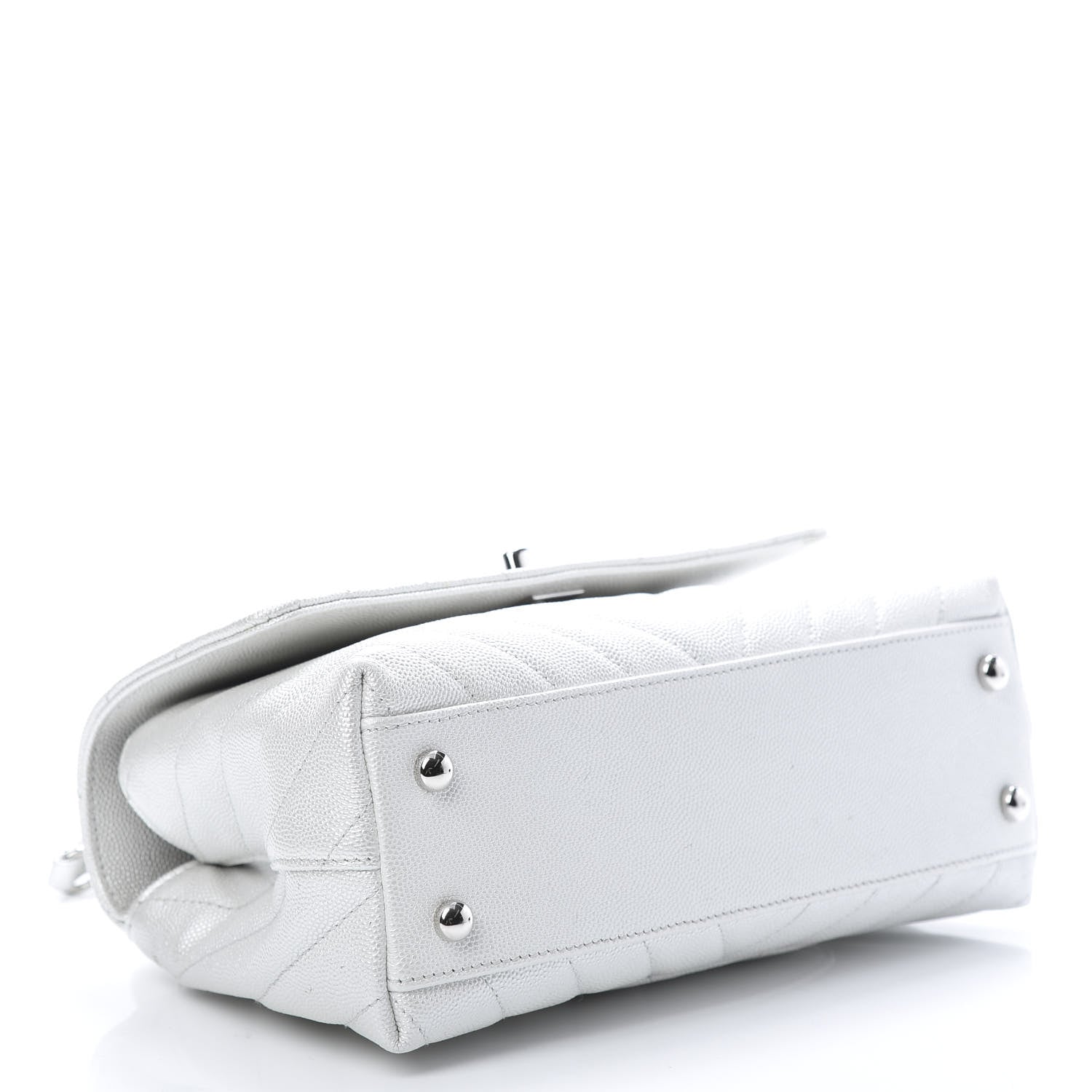 Chanel Iridescent Caviar Chevron Quilted Mini Coco Handle Flap White 4 of 11
