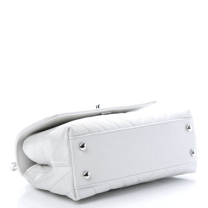 Chanel Iridescent Caviar Chevron Quilted Mini Coco Handle Flap White 4 of 11