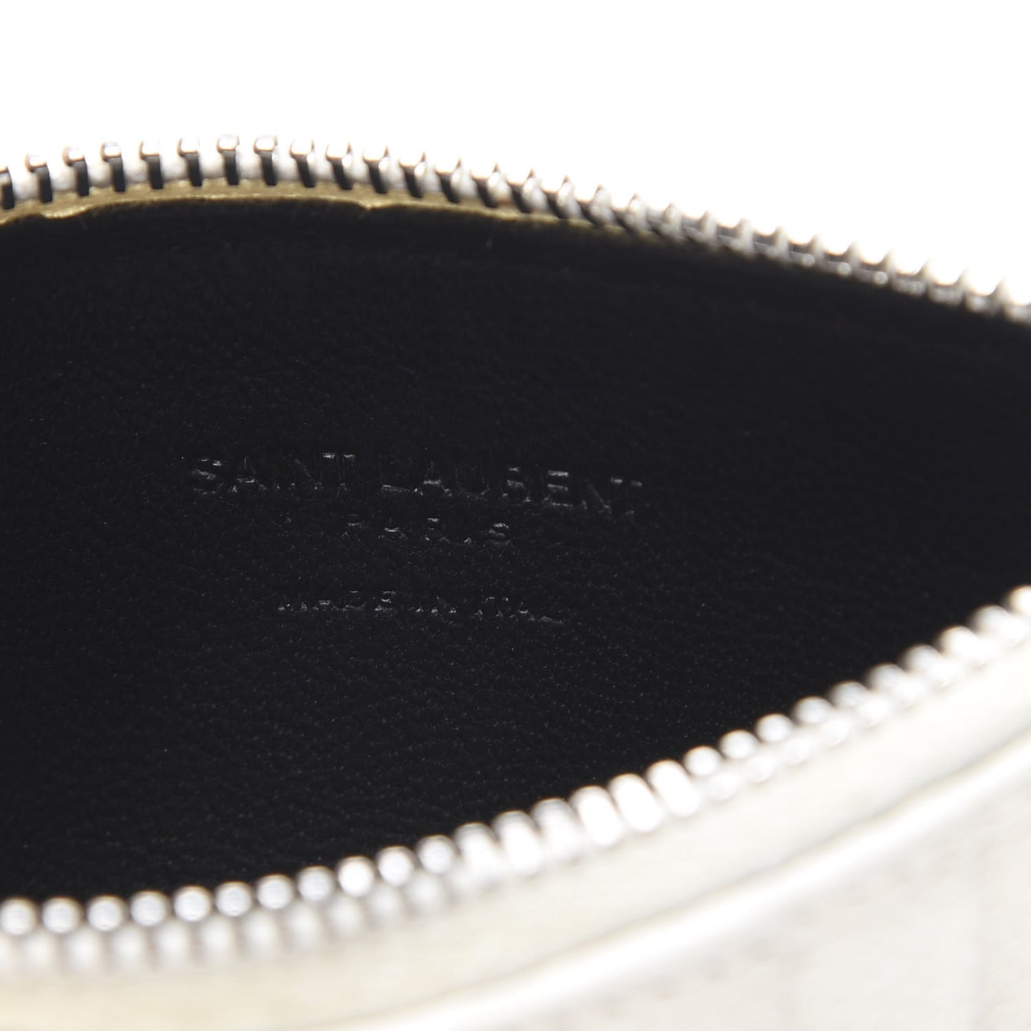 Grained Calfskin 5 Fragments Zip Pouch Card Holder White