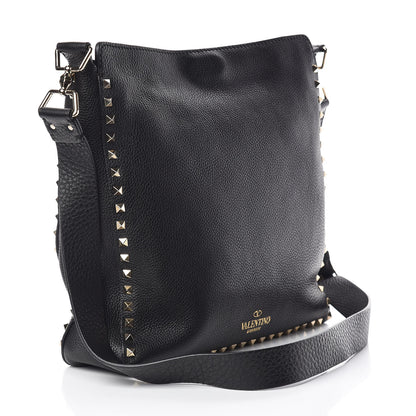 Valentino Garavani Pebbled Calfskin Large Rockstud Flip-Lock Messenger Bag Black 3 of 9