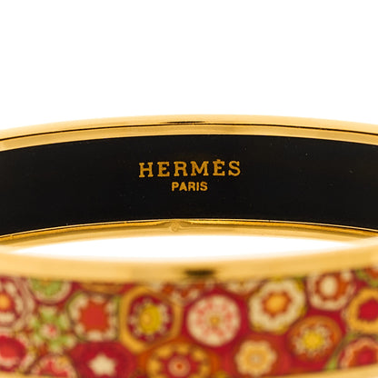 Hermes Enamel Printed Narrow Millefiori Bracelet 65 Orange 4 of 5