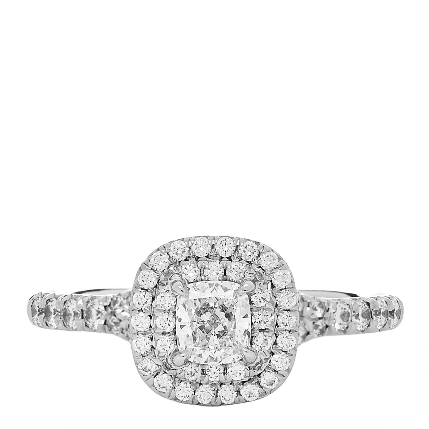 Platinum Diamond .30ct Soleste Cushion Cut Double Halo Engagement Ring 47 4.25