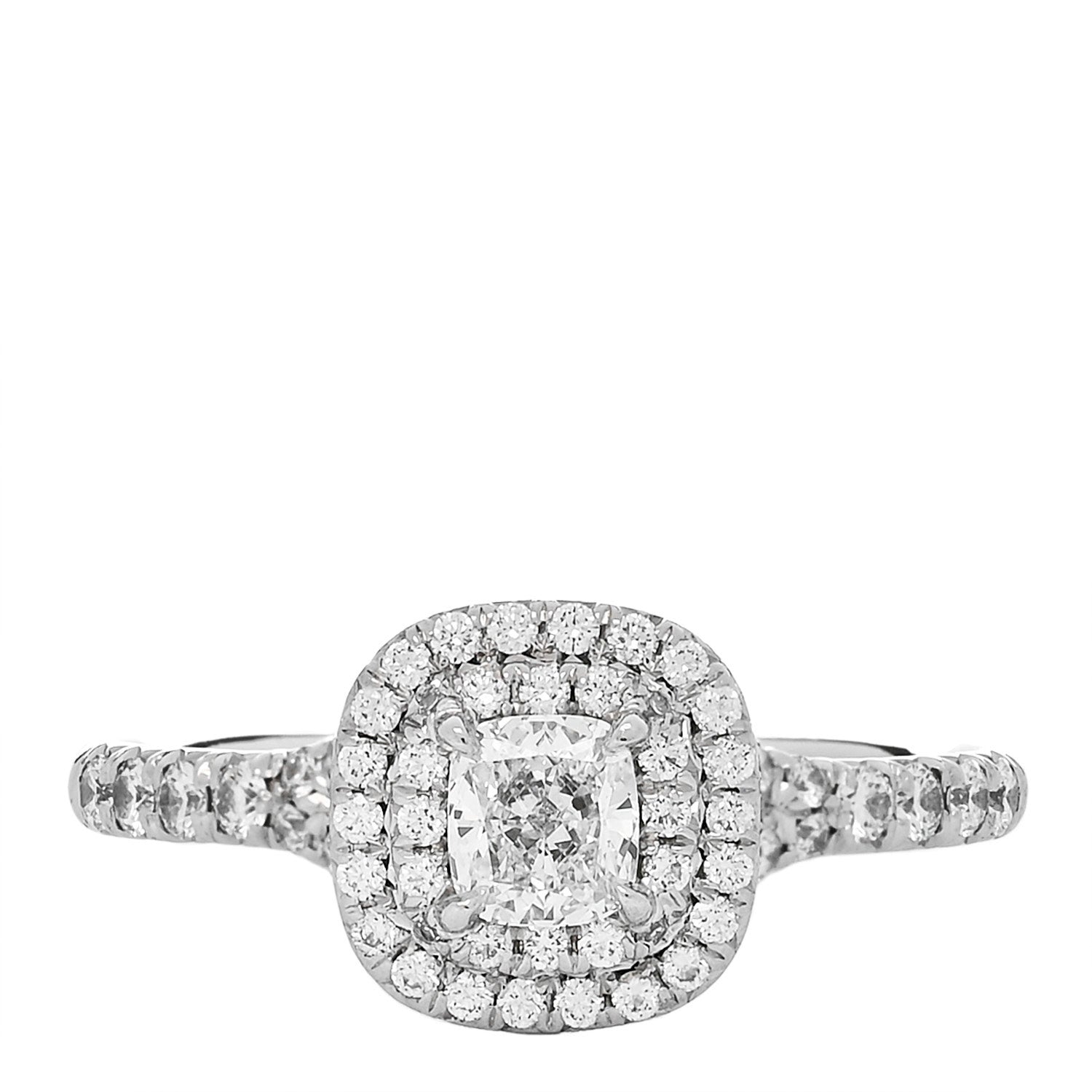 Tiffany Platinum Diamond .30ct Soleste Cushion Cut Double Halo Engagement Ring 47 4.25 1 of 7