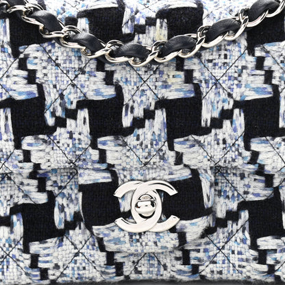 Chanel Tweed Quilted Mini Rectangular Flap Black White Light Blue 5 of 11