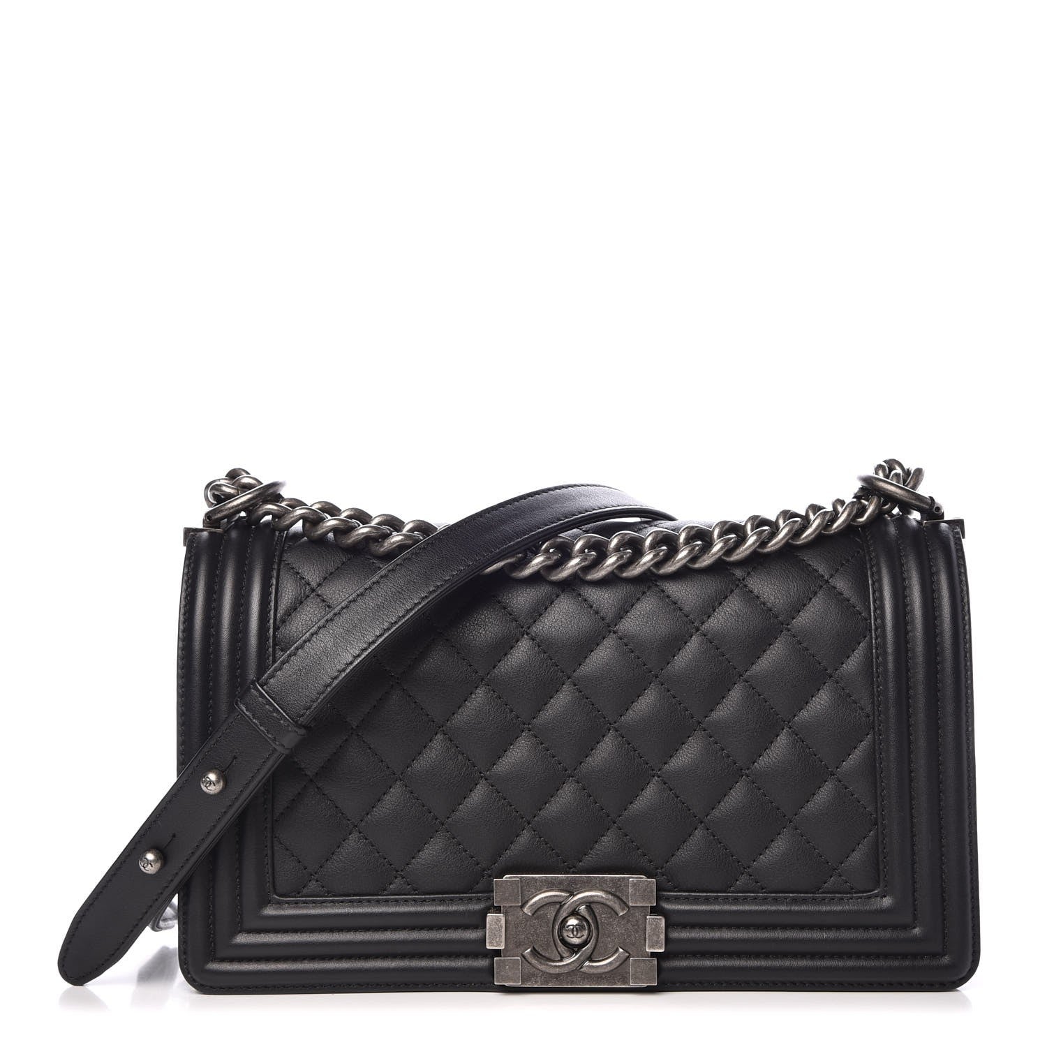 Chanel Calfskin Quilted Medium Boy Flap Black 1 of 8