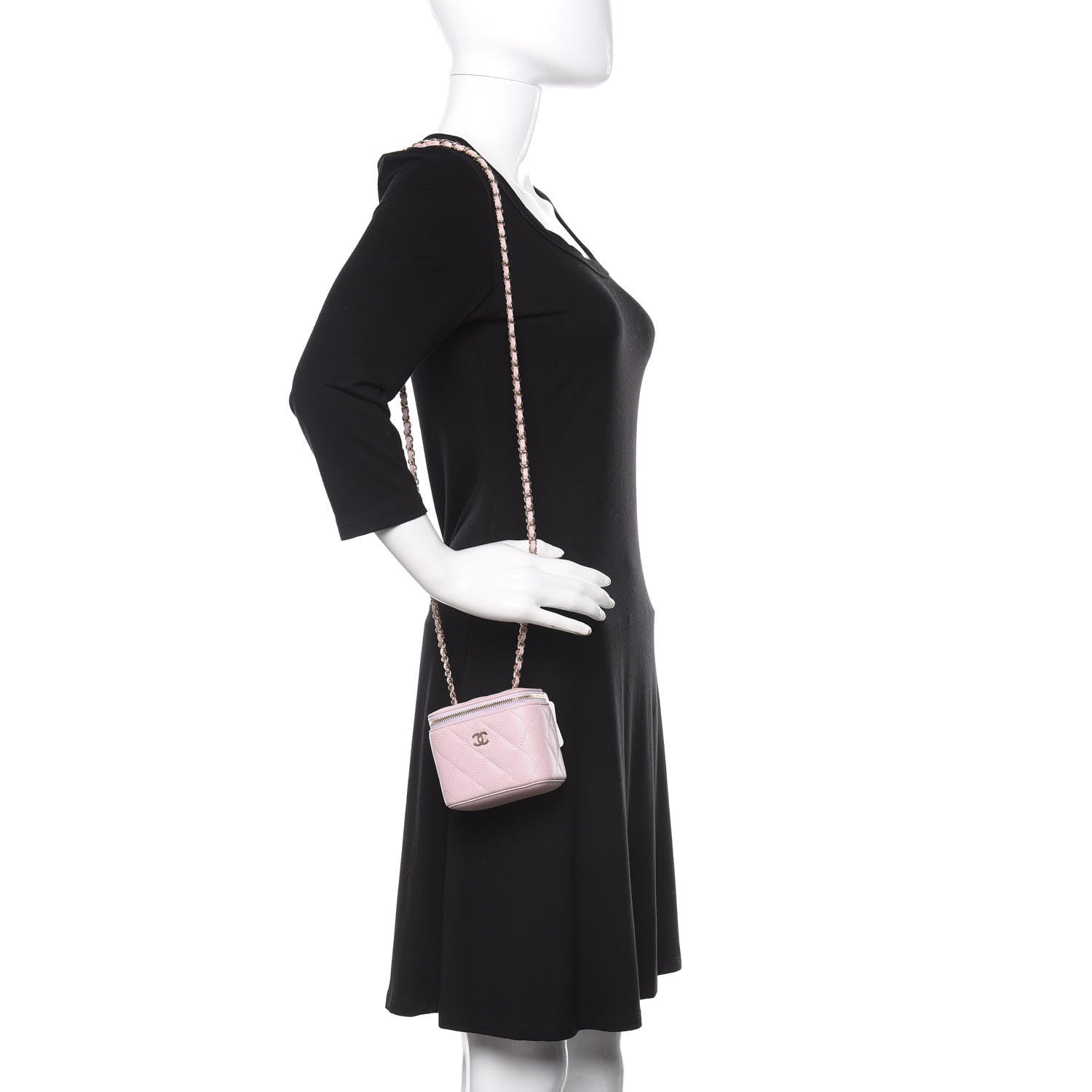 Chanel Caviar Quilted Mini Vanity Case With Chain Light Pink 2 of 11