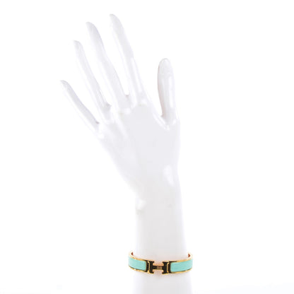 Hermes Enamel Narrow Clic Clac H Bracelet PM Lagoon 2 of 5