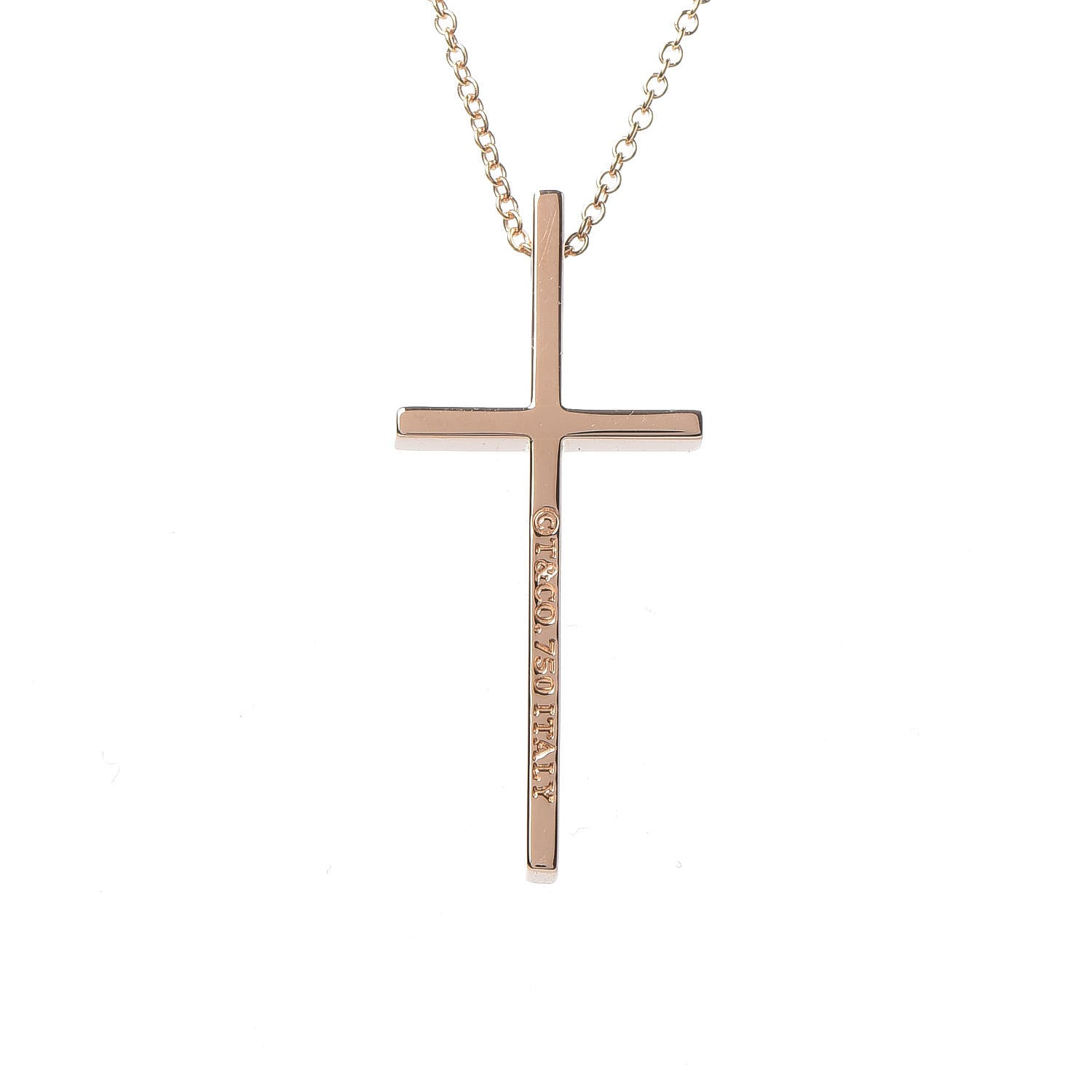 Tiffany 18K Rose Gold Metro Cross Pendant Necklace 5 of 6