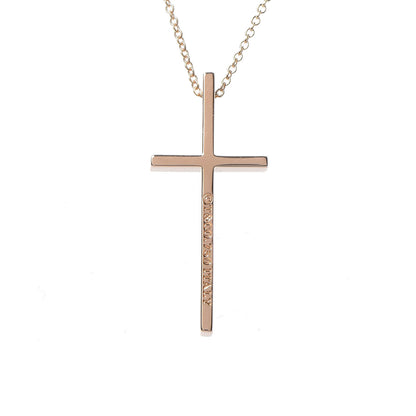 Tiffany 18K Rose Gold Metro Cross Pendant Necklace 5 of 6