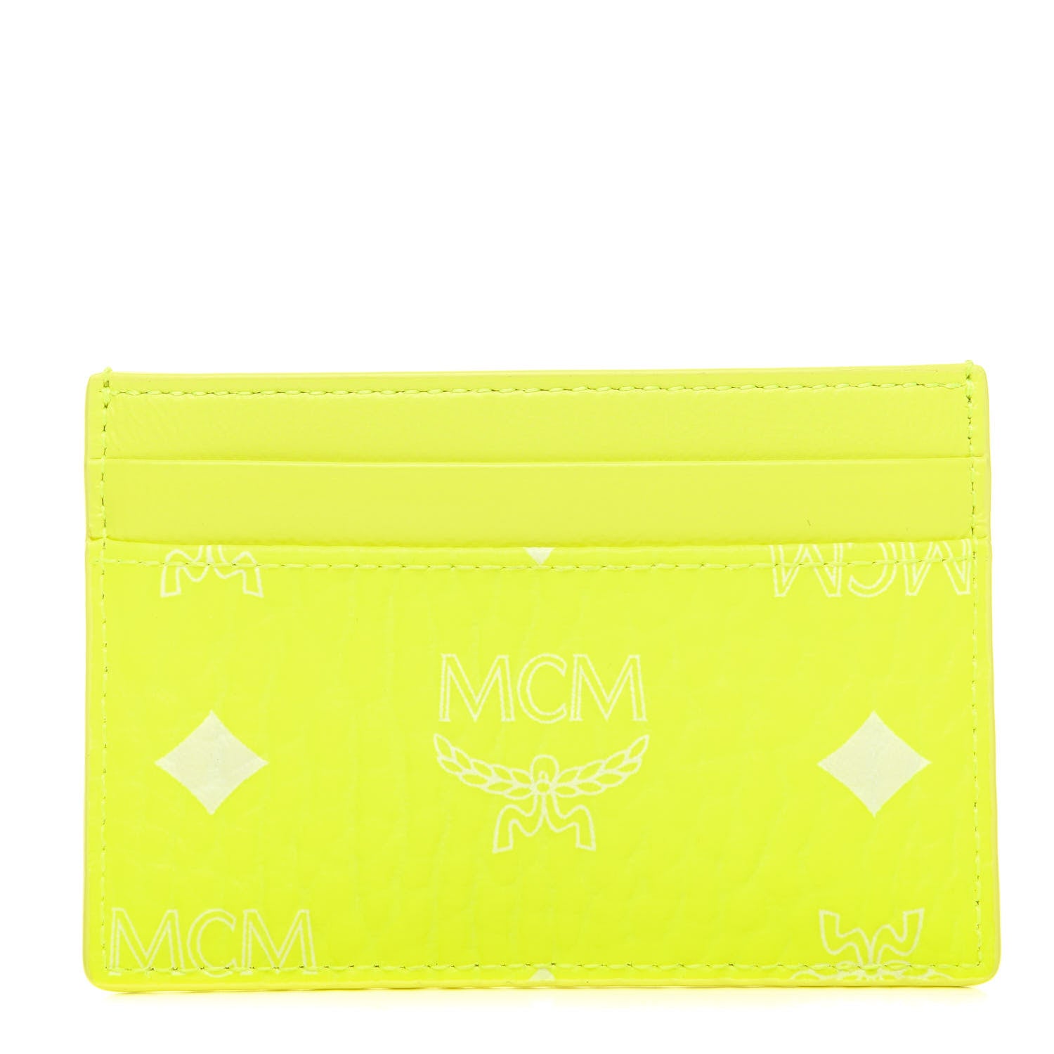 MCM Visetos Card Case Neon Yellow 1 of 6