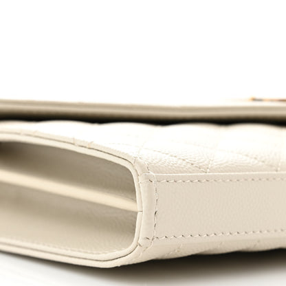 Saint Laurent Grain De Poudre Mixed Matelasse Triquilt Monogram Chain Wallet Crema Soft 9 of 11