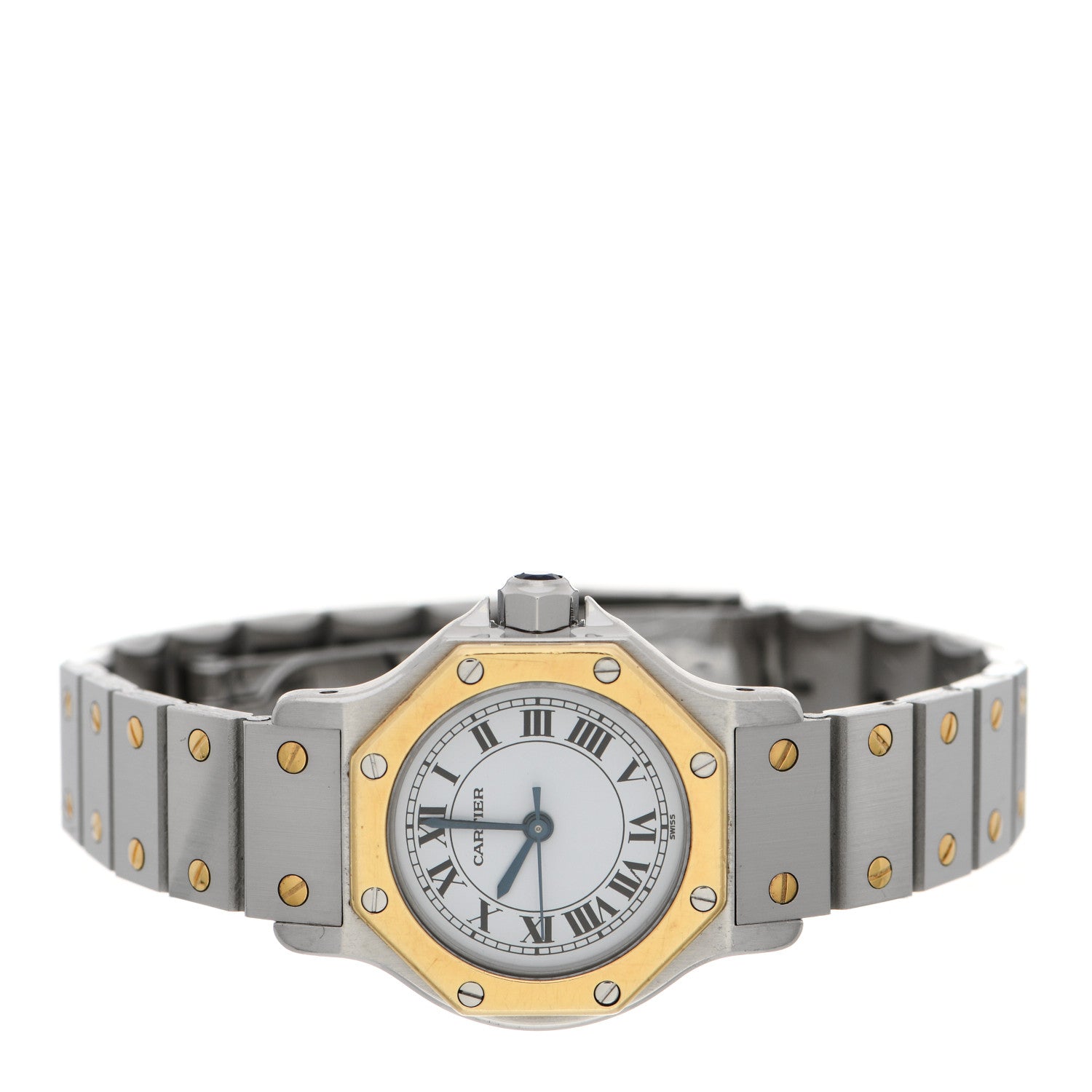 Cartier Stainless Steel 18K Yellow Gold 25mm Santos Octagon Automatic Watch 2 of 6