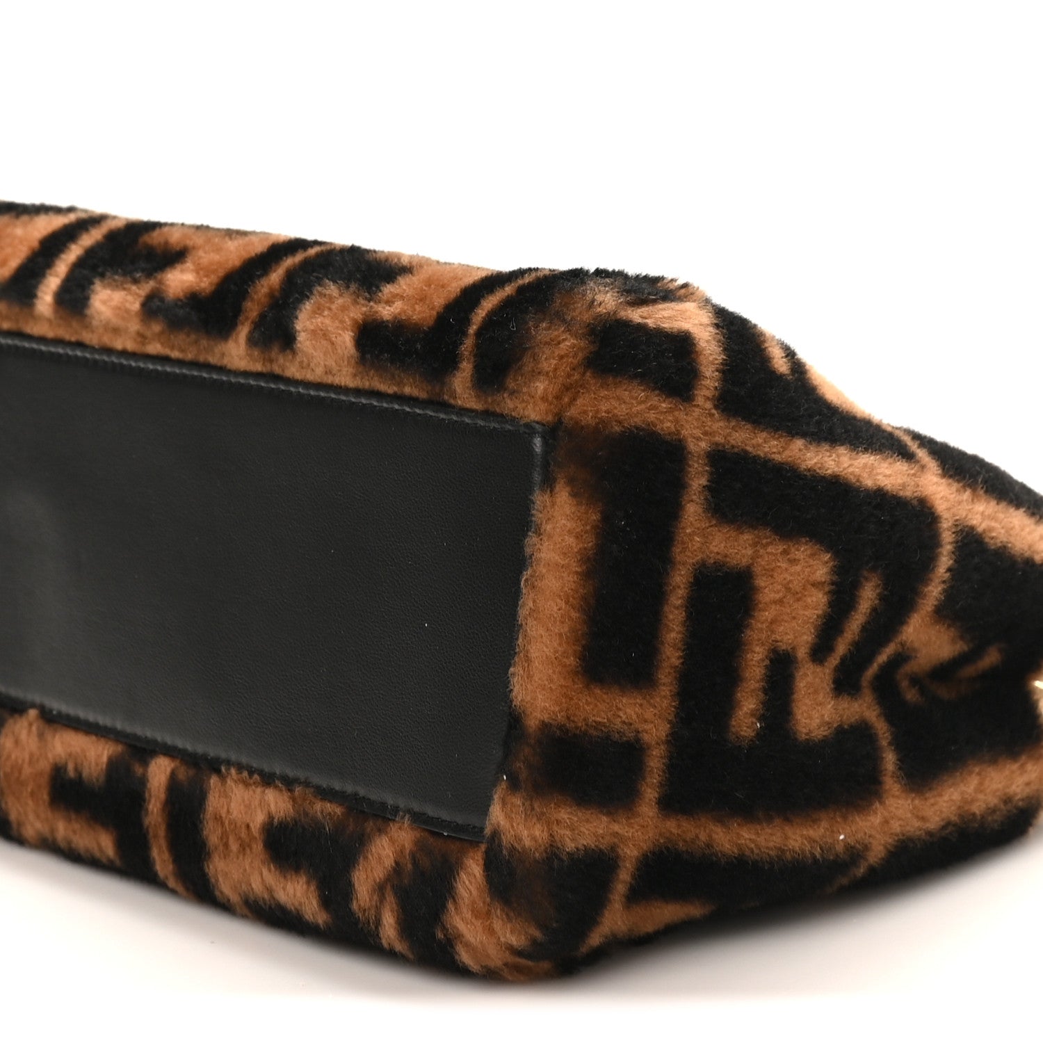 Fendi Shearling Nappa Macro FF 1974 Mini Peekaboo Iconic Satchel Tobacco Black 9 of 9