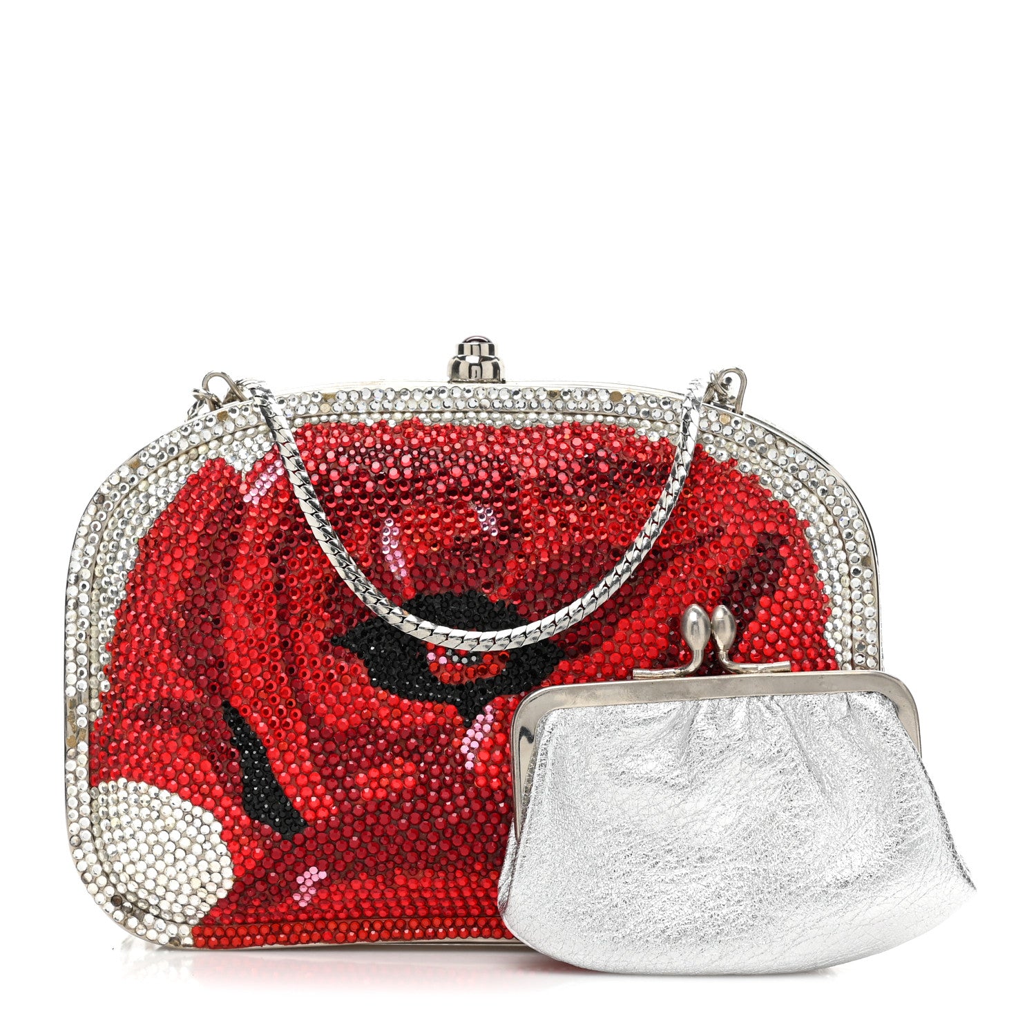 Judith Leiber Swarovski Crystal Flower Minaudiere Clutch 3 of 18