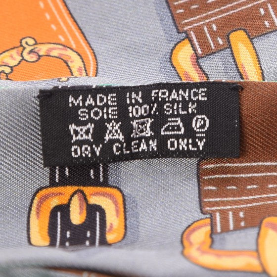 Hermes Silk Harnais Des Presidents Twilly Gris Orange Vert 3 of 4