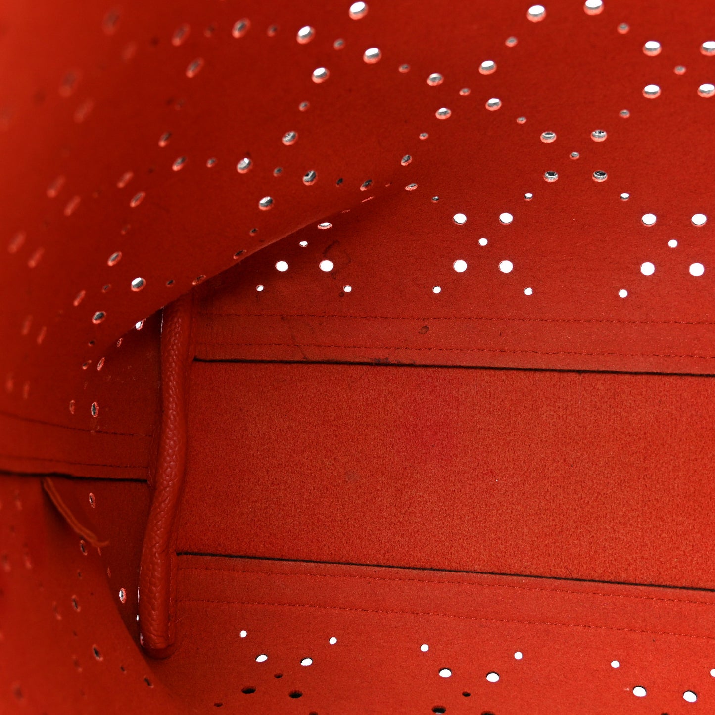 Perforated Grained Calfskin Small Shopping Tote Black