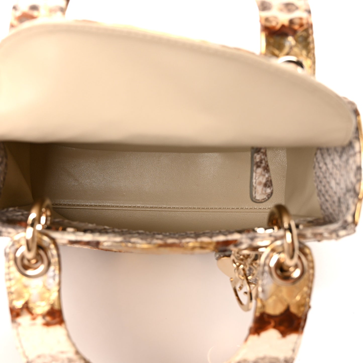 Snakeskin Mini Lady Dior Beige Gold