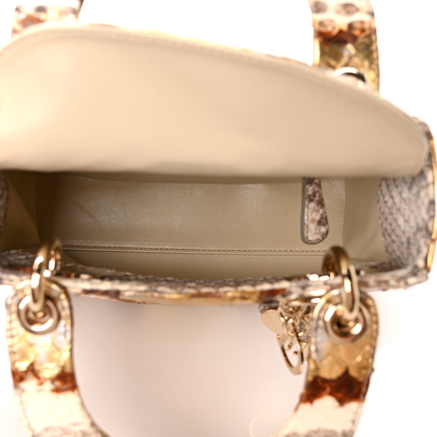 Christian Dior Snakeskin Mini Lady Dior Beige Gold 5 of 9