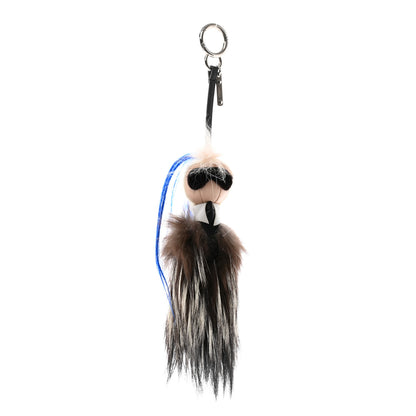 Fendi Mink Fox Goat Fur Karlito Bag Charm Blue 1 of 4