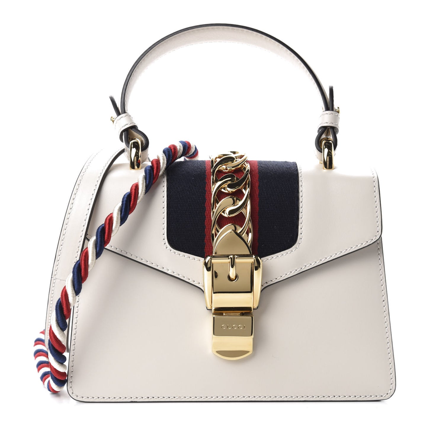 Calfskin Mini Sylvie Top Handle Bag White