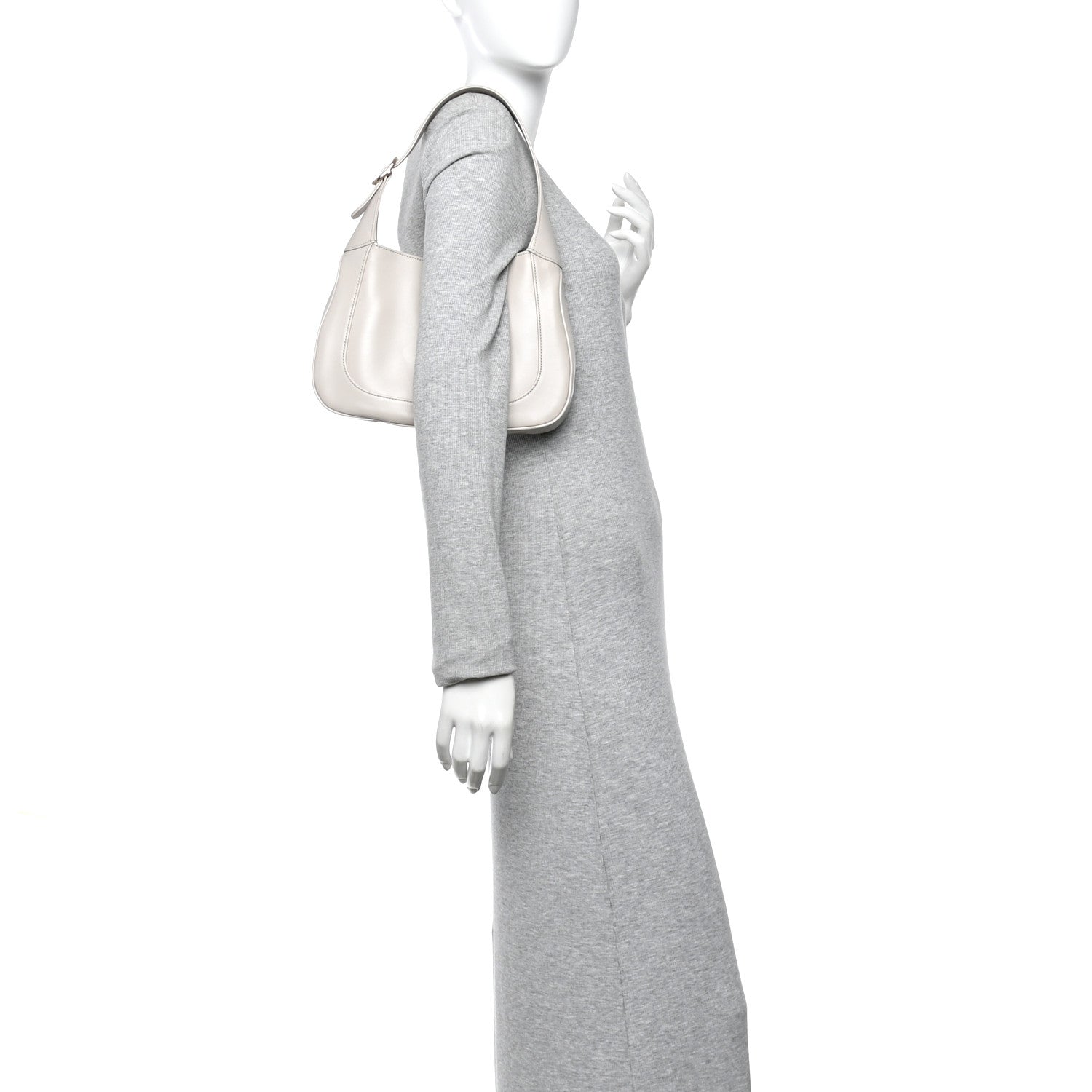 Gucci Ancora Calfskin Web Small Jackie Shoulder Bag Light Grey 2 of 10