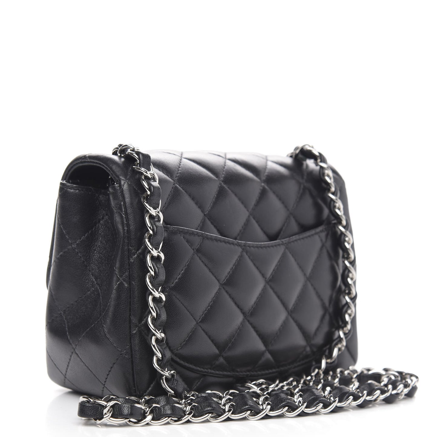 Lambskin Quilted Mini Square Flap Black