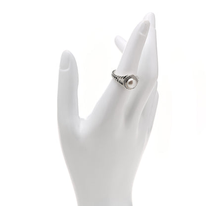 David Yurman Sterling Silver Diamond Pearl 8mm Petite Cerise Ring 54 7 2 of 5