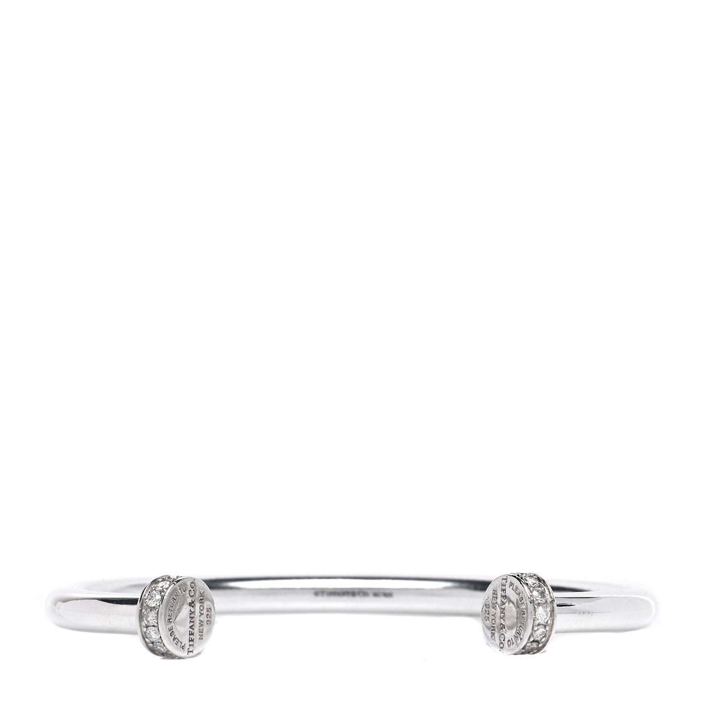 Sterling Silver Diamond Return to Tiffany Narrow Circle Edge Cuff Bracelet