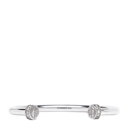 Tiffany Sterling Silver Diamond Return to Tiffany Narrow Circle Edge Cuff Bracelet 1 of 5