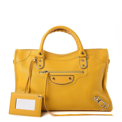 Balenciaga Chevre Silver Metallic Edge Hardware City Jaune Epi 1 of 13