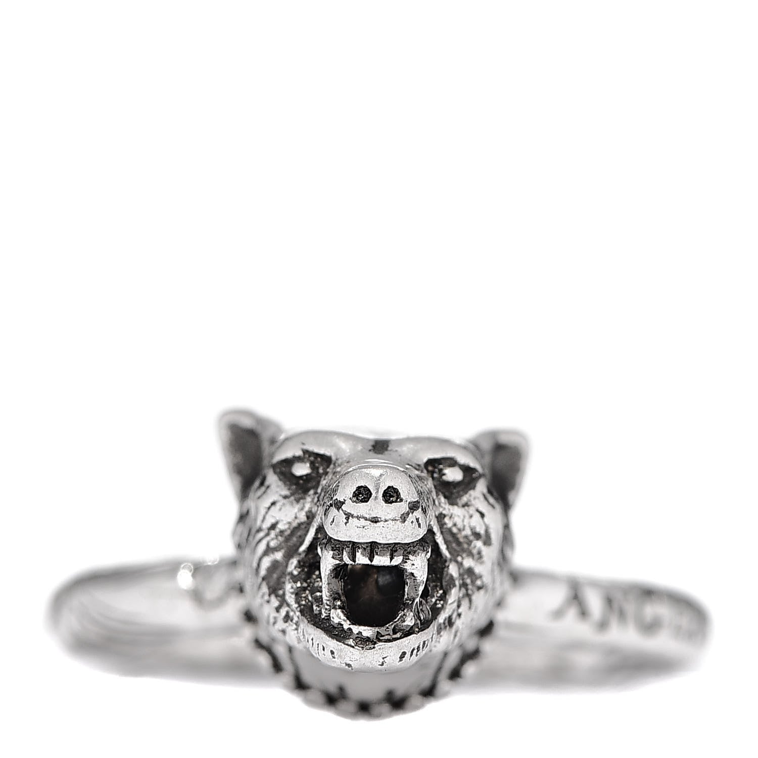Gucci Sterling Silver Anger Forest Wolf Head Ring 57 8 1 of 6