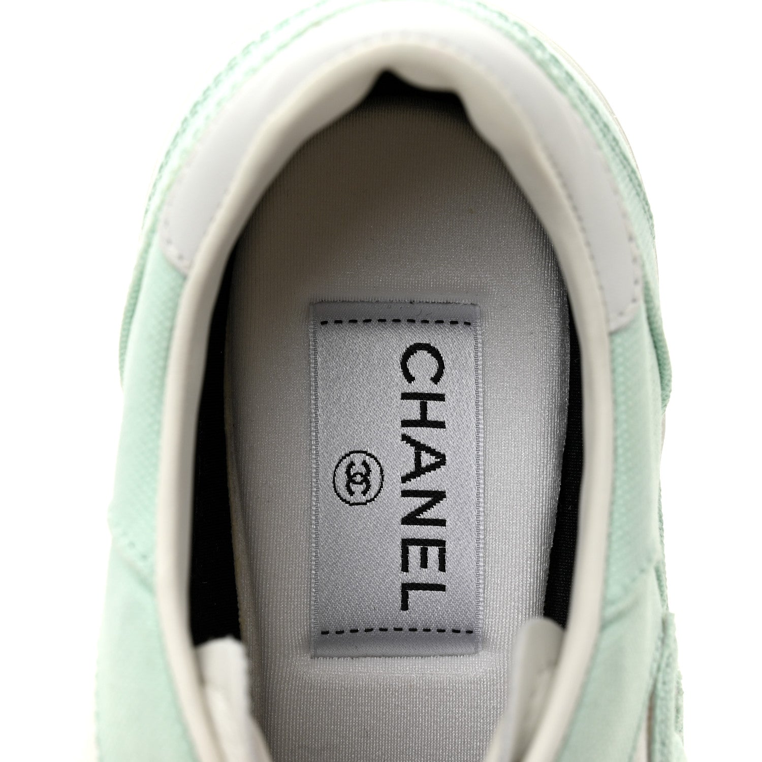 Chanel Cotton Sneakers 38.5 Light Turquoise White 7 of 10