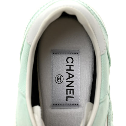 Chanel Cotton Sneakers 38.5 Light Turquoise White 7 of 10