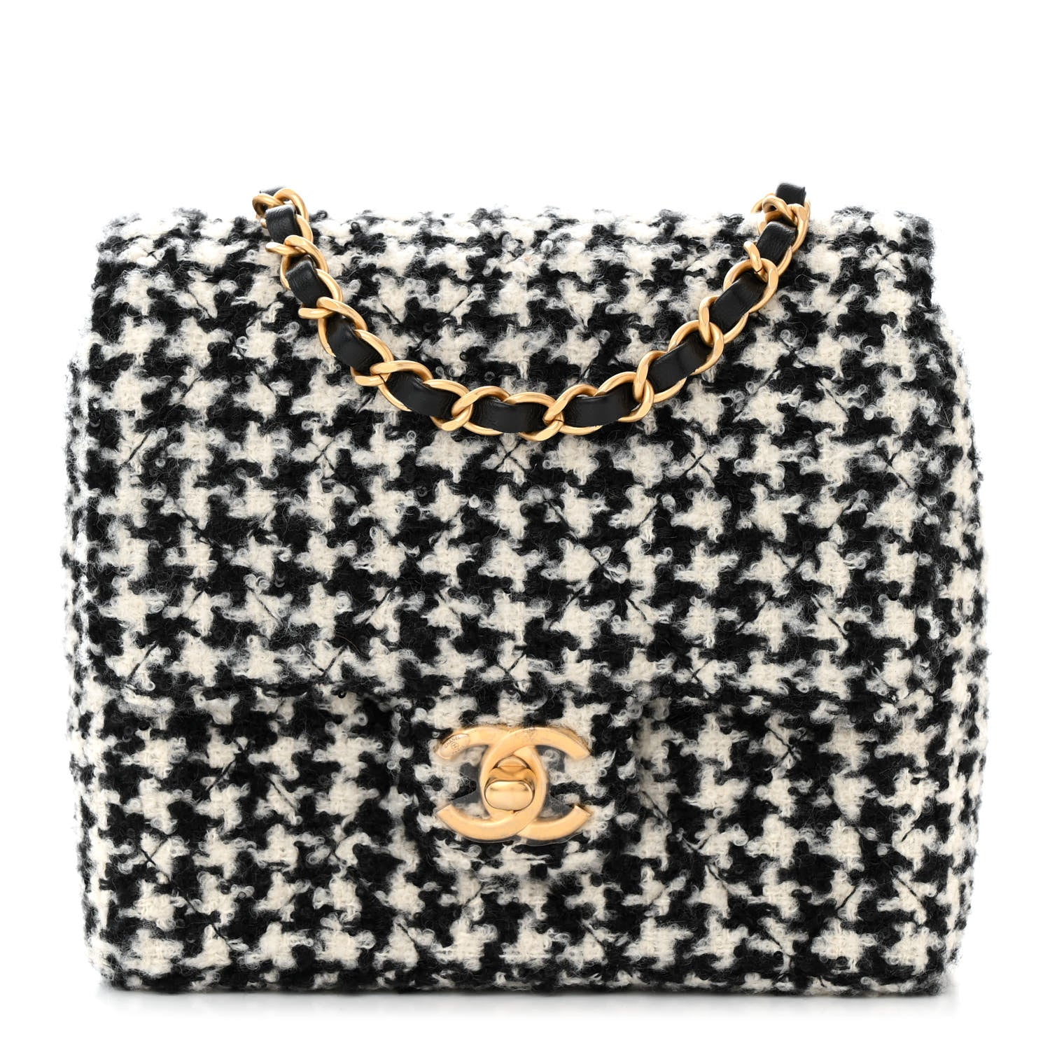 Chanel Tweed Houndstooth Quilted Mini Square Flap 1 of 11