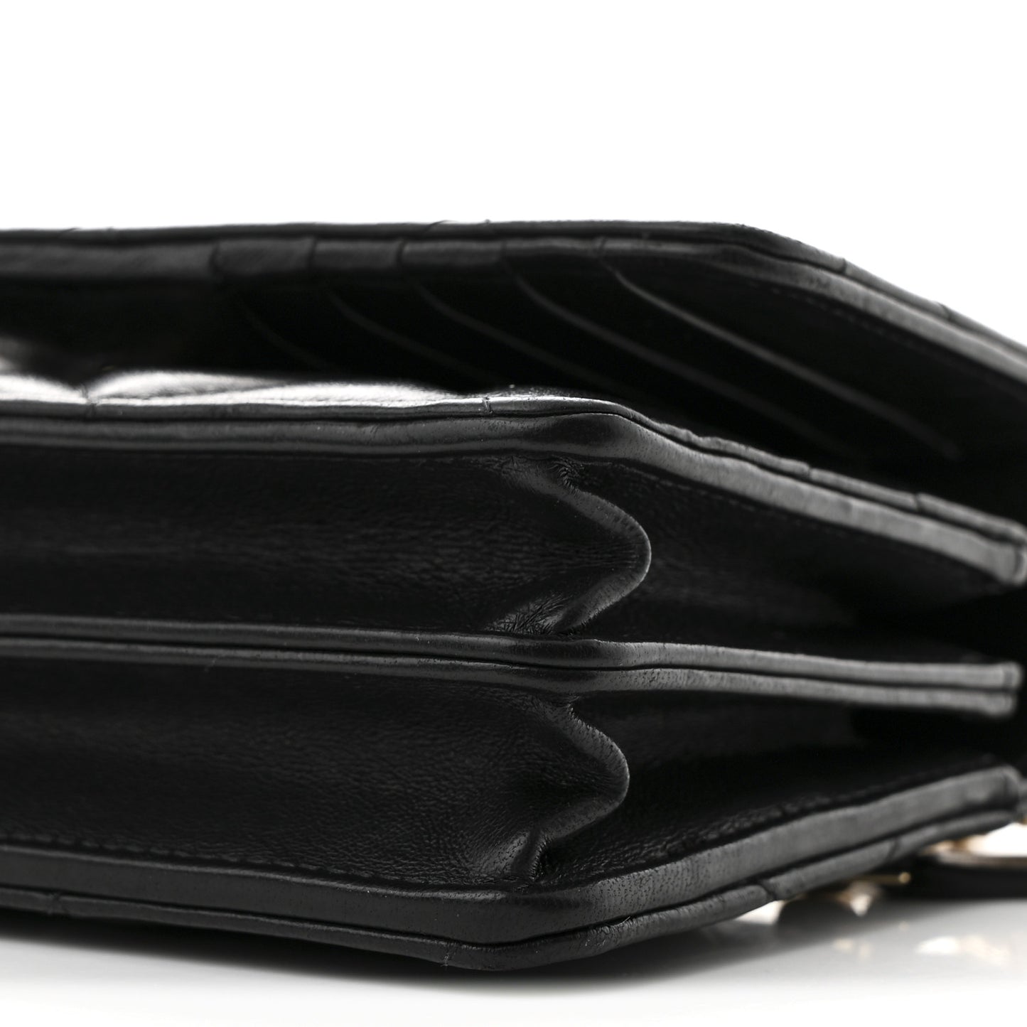 Lambskin Enamel Quilted Pending CC Clutch With Chain Black