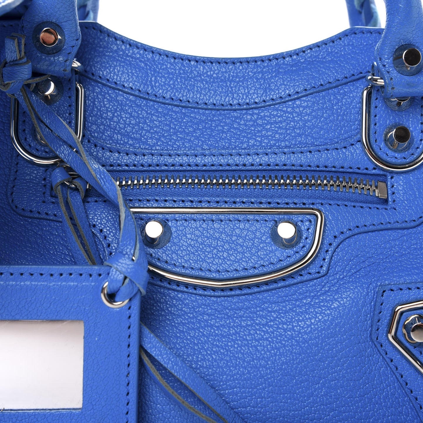 Chevre Gold Metallic Edge Hardware Mini City Bleu Ceylon