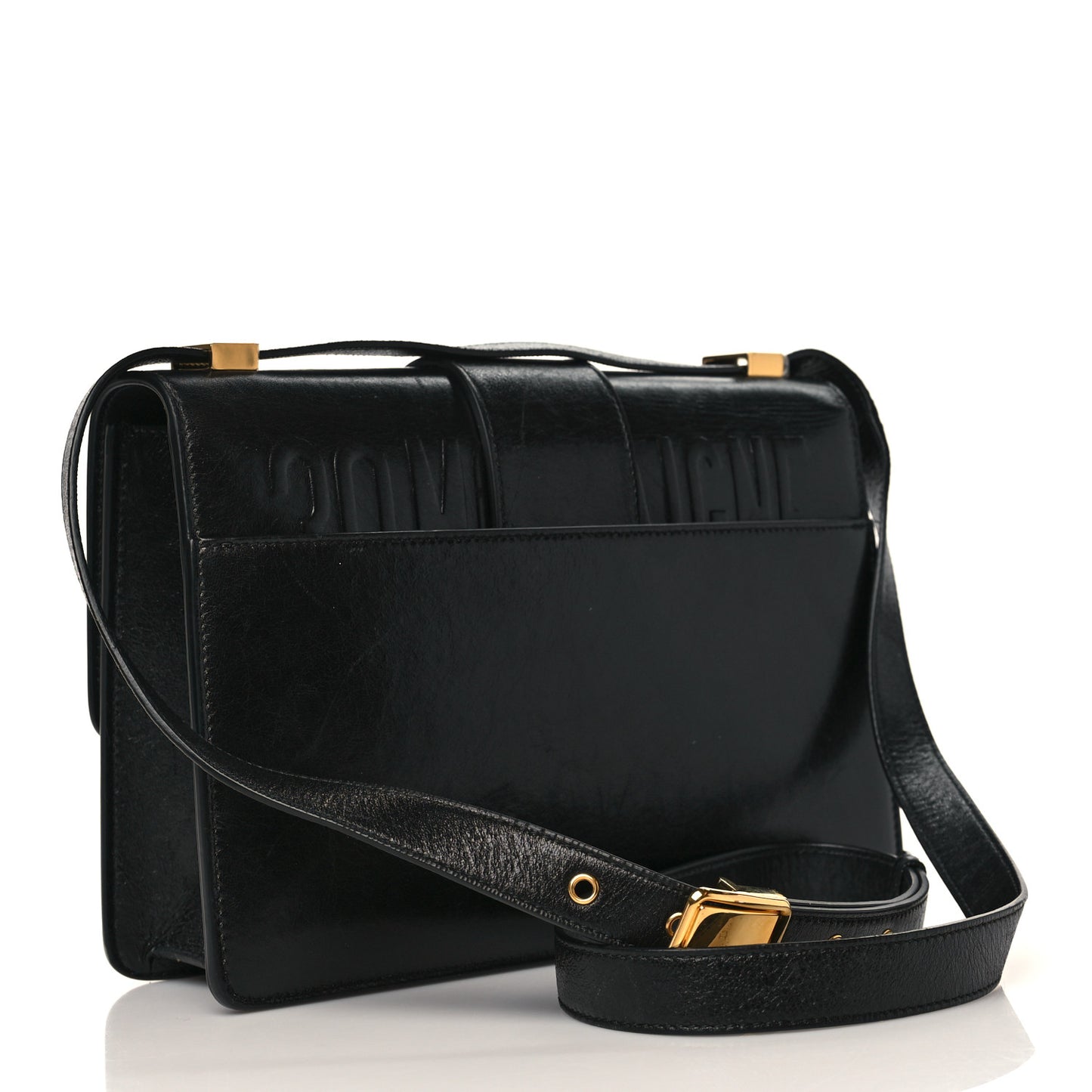 Crinkled Lambskin 30 Montaigne Flap Bag Black