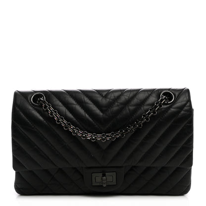 Chanel Aged Calfskin Chevron Quilted 2.55 Reissue 225 Flap So Black 1 of 10