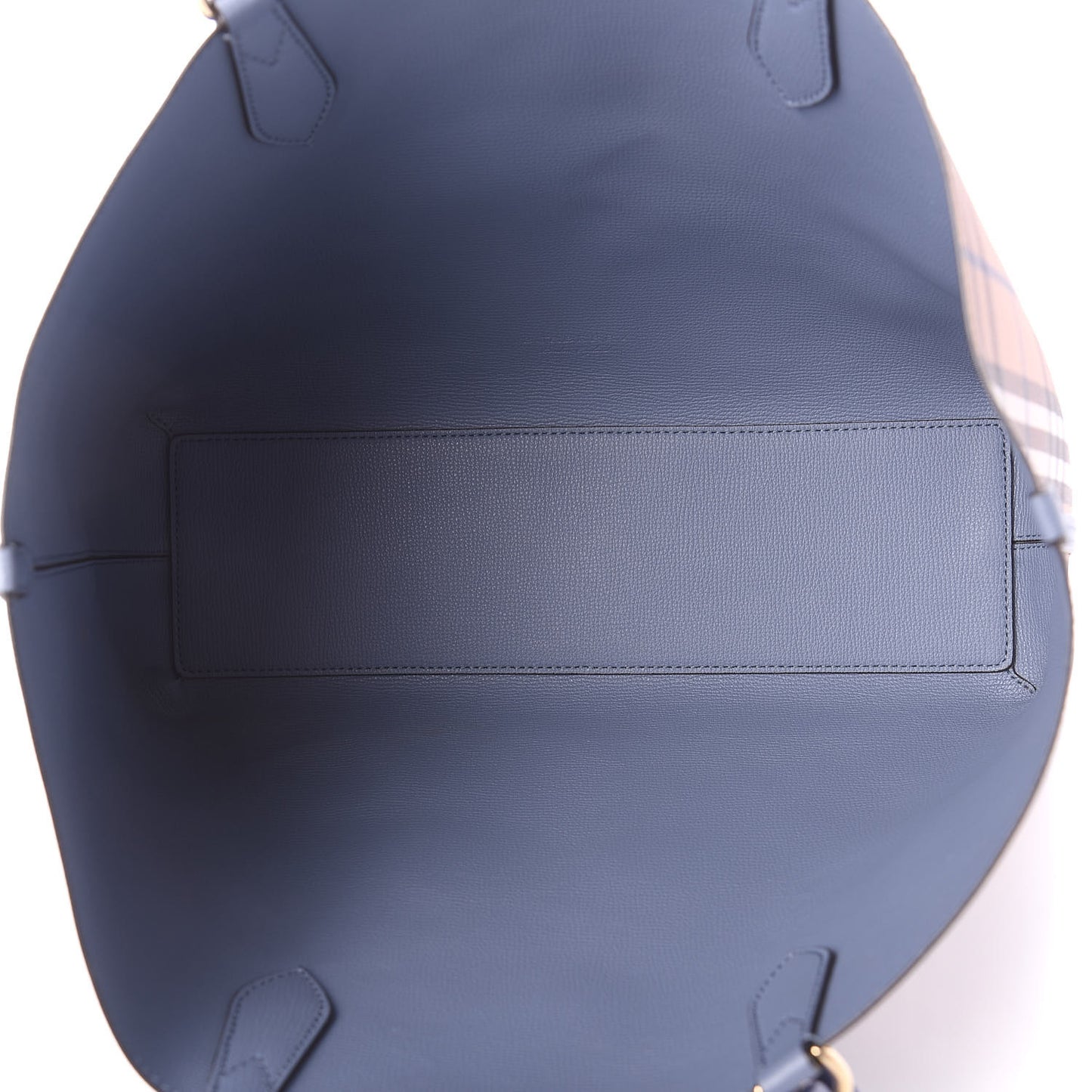 Calfskin Haymarket Check Medium Reversible Tote Slate Blue