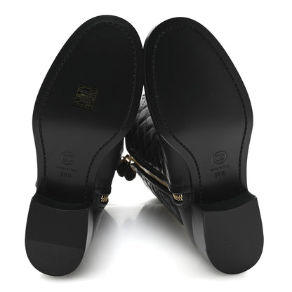 Chanel Calfskin Quilted CC Boots 38.5 Black 6 of 10