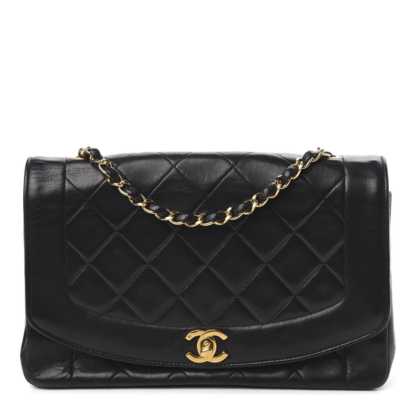 Lambskin Quilted Medium Single Flap Black