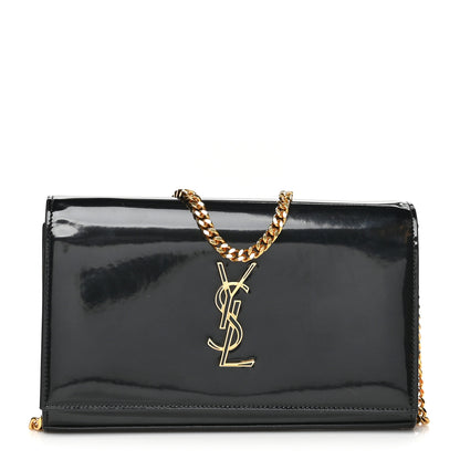 Saint Laurent Patent Calfskin Monogram Kate Wallet On Chain Black 1 of 6